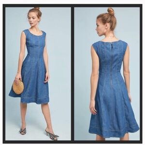 Pilcro and the letterpress fit and flare denim dress, size 2P